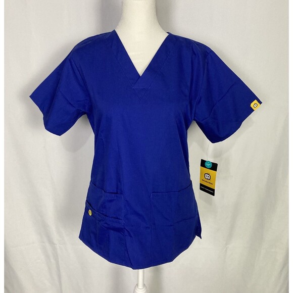 WonderWink True Blue Scrub Top Shirt Sz XS Modern Fit W/pockets Cotton Blend NWT - Picture 1 of 7